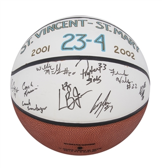 2001-02 St. Vincent St. Marys Team Signed Painted Basketball with LeBron James (Beckett MINT 9)